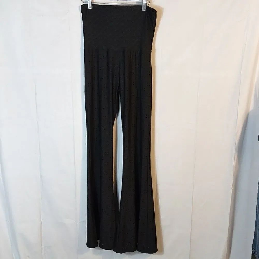 Lucy Love Black Eyelet Bell Bottom Stretch Pants